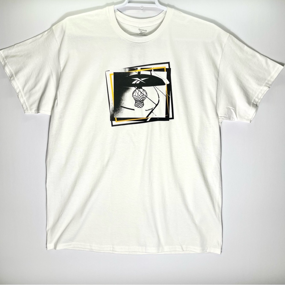 Reebok Men’s B-Ball Hoop White Graphic T-Shirt